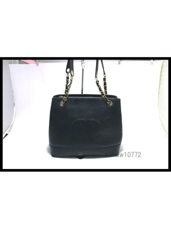 Chanel Caviar Leather Jumbo CC Logo Chain Shoulder Bag - Picture 1 of 9